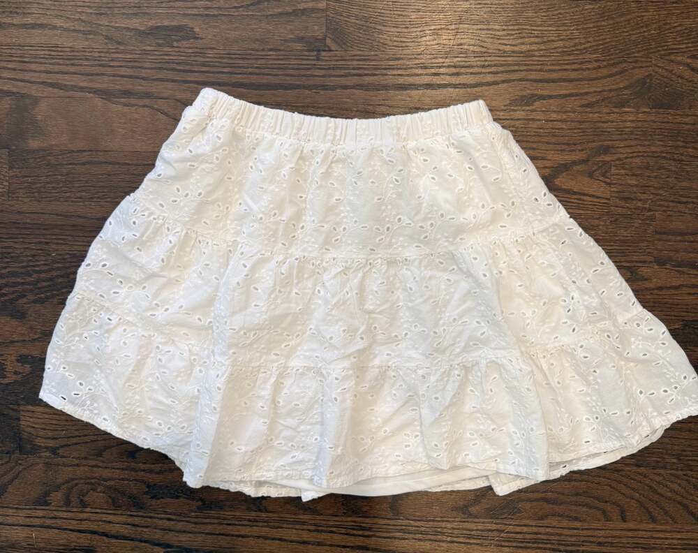 Japna White Eyelet Tiered Mini Skirt Size M